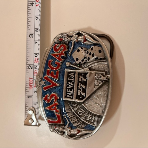 Vintage 1980's Las Vegas Heavy silver western trucker belt buckle made in USA - Picture 14 of 17